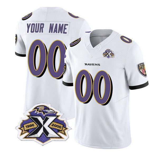 Custom B.Ravens Active Player White 2023 F.U.S.E With Patch Throwback Vapor Limited Stitched Football American Jersey
