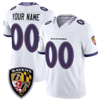 Custom Baltimore Ravens White 2026 Vapor F.U.S.E. Limited Football Stitched Jersey