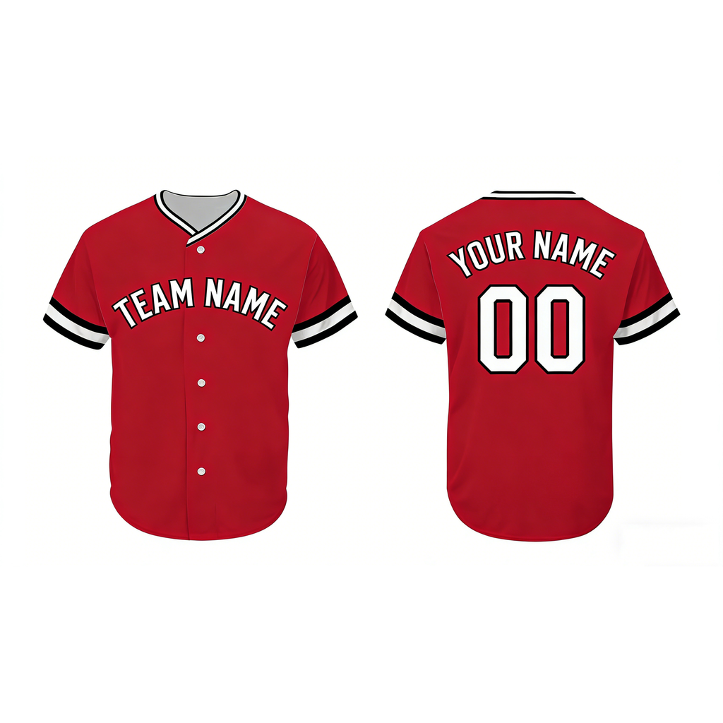 Custom Baseball Jersey Red With Black White Black Piping- Design Your Own Stitched Jerseys