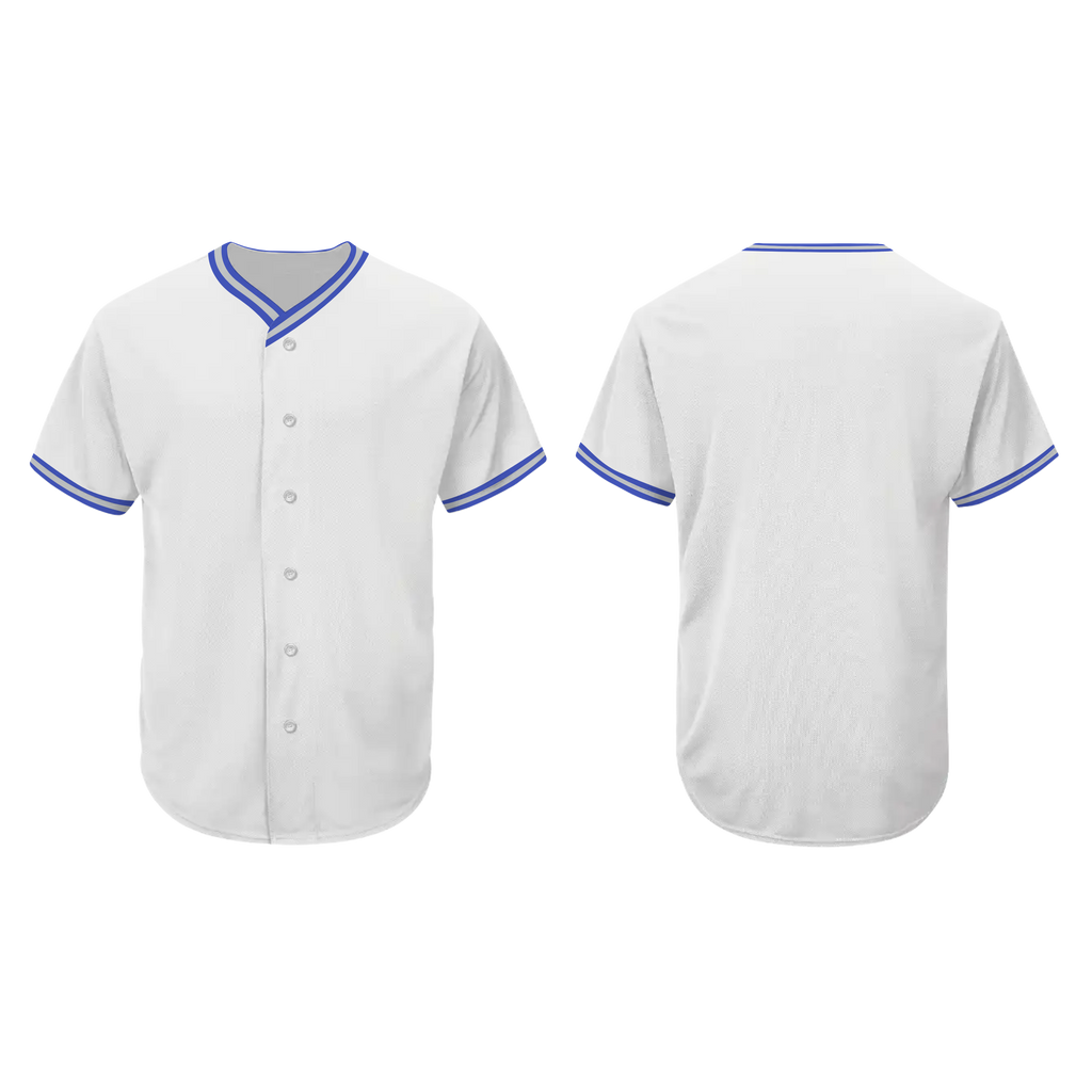 Custom Baseball Jersey White With Blue And Blue Piping- Design Your Own Stitched Jerseys