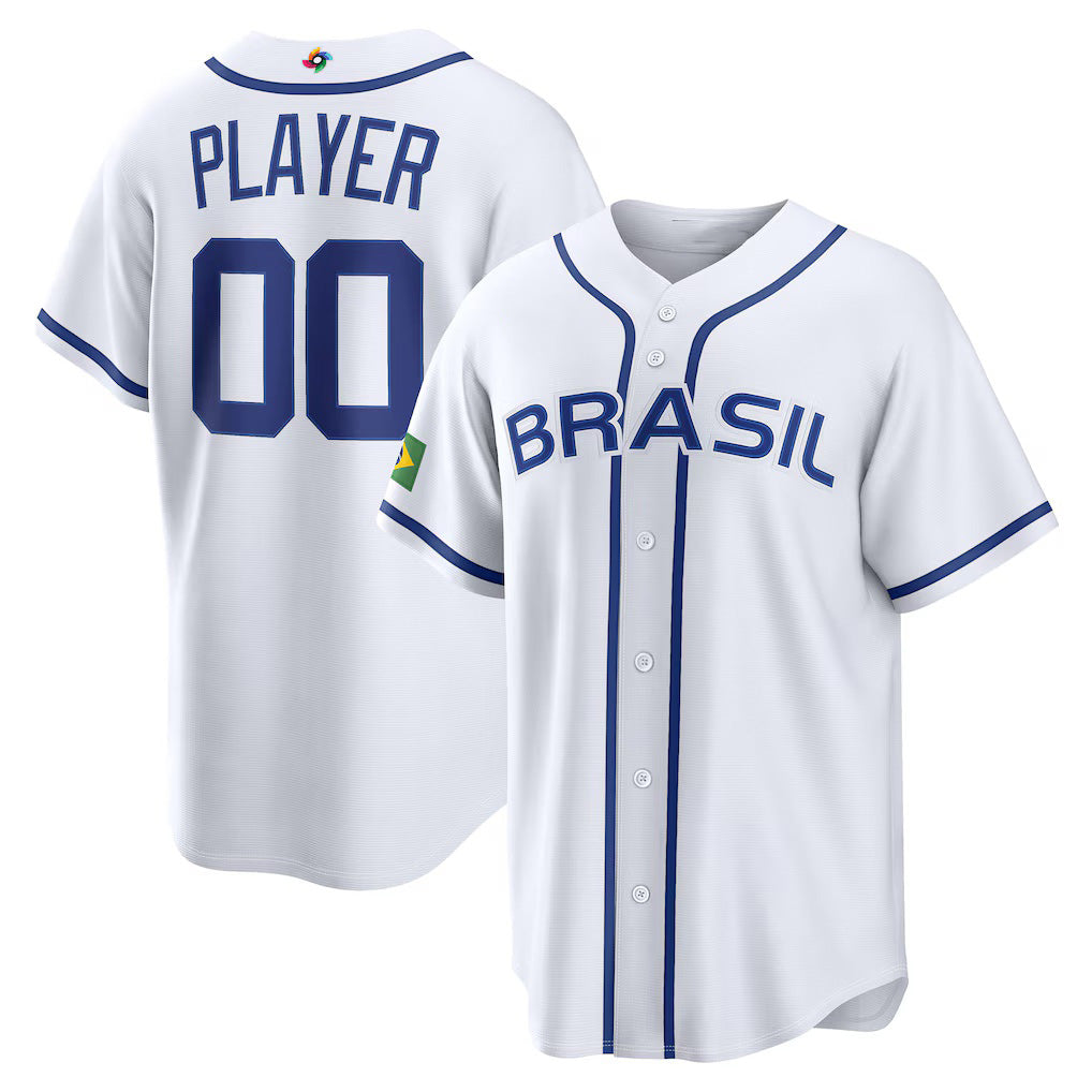 Custom Brazil Baseball 2026 World Baseball Classic Home Pick-A-Player Jersey - White