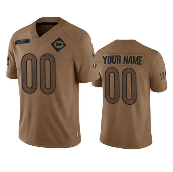 Custom C.Bears Active Player 2023 Brown Salute To Service Limited Stitched Football American Jersey