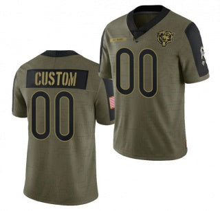 Custom C.Bears Olive ACTIVE PLAYER 2021 Salute To Service Limited Stitched Football American Jersey
