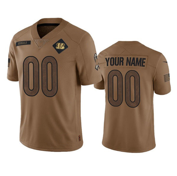 Custom C.Bengals Active Player 2023 Brown Salute To Service Limited Stitched Football American Jersey