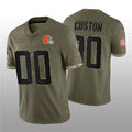 Custom C.Browns ACTIVE PLAYER 2022 Olive Salute To Service Limited Stitched Football American Jersey