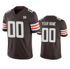 Custom C.Browns Active Player Brown 2023 F.U.S.E. With Jim Brown Memorial Patch Vapor Untouchable Limited Stitched Football American Jersey