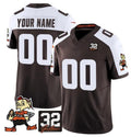 Custom C.Browns Active Player Brown Alternate F.U.S.E. #32 Jim Brown Memorial Patch Vapor Limited Stitched Football American Jersey