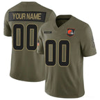 Custom C.Browns Active Player Olive 2025 F.U.S.E. Salute to Service Limited Stitched Football American Jersey