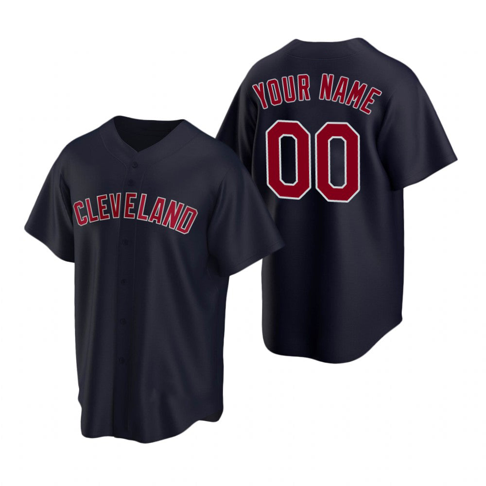 Custom Cleveland Indians Navy Stitched Cool Baseball Jersey