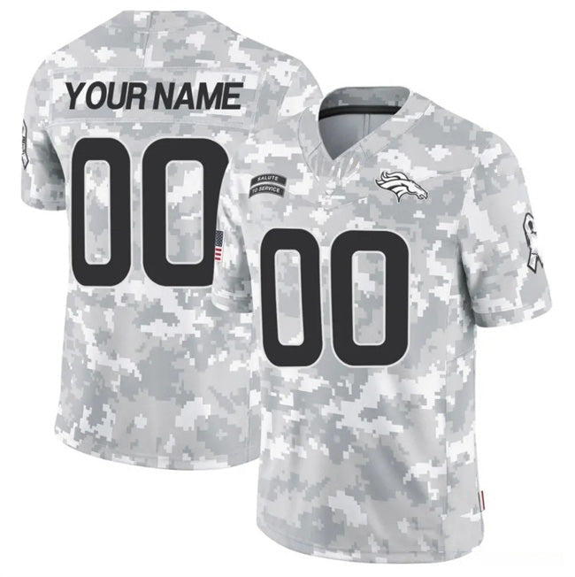Custom D.Broncos Active Player 2024 F.U.S.E Arctic Camo Salute To Service Limited Stitched Football American Jersey