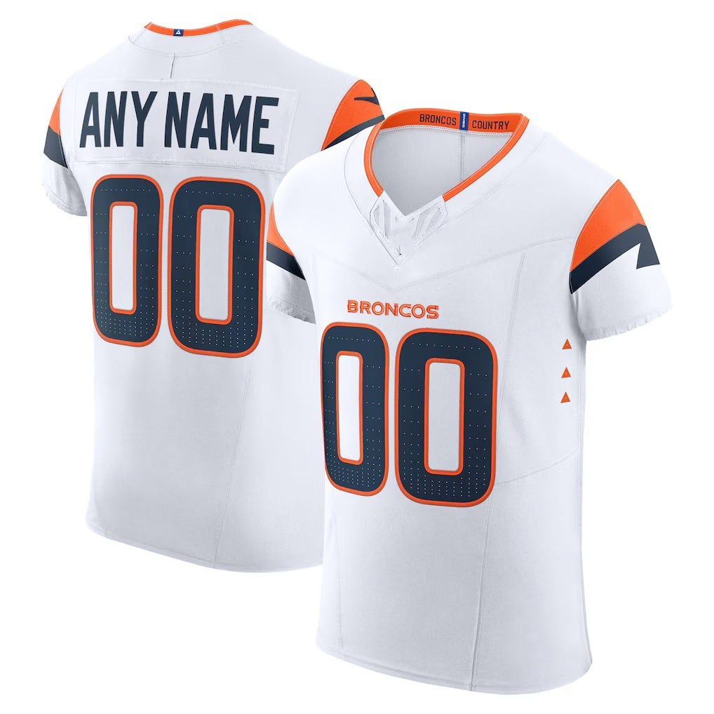Custom D.Broncos White Vapor F.U.S.E. Elite Stitched Football American Jersey