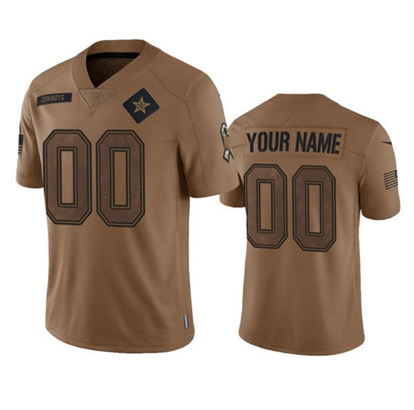 Custom D.Cowboys Active Player 2023 Brown Salute To Service Limited Stitched Football American Jersey