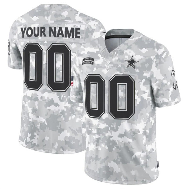Custom D.Cowboys Active Player 2024 F.U.S.E Arctic Camo Salute To Service Limited Stitched Football American Jersey