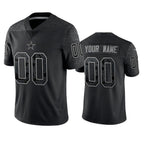Custom D.Cowboys Active Player Black Reflective Limited Stitched Football American Jersey