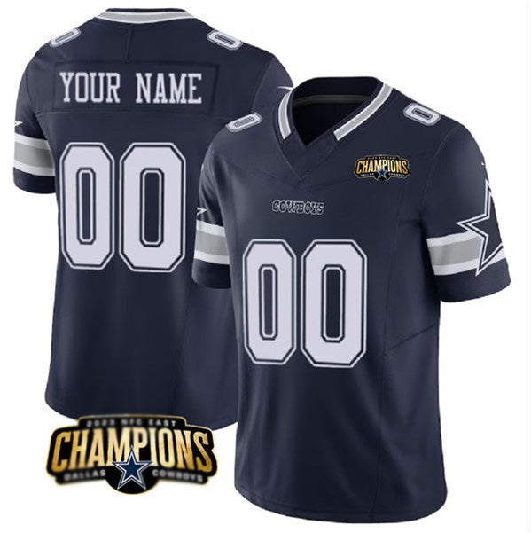 Custom D.Cowboys Active Player Navy 2023 F.U.S.E. NFC East Champions Patch Stitched Football American Jersey