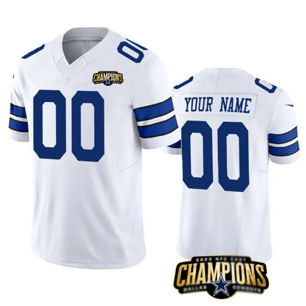 Custom D.Cowboys Active Player White 2023 F.U.S.E. NFC East Champions Patch Stitched Football American Jersey