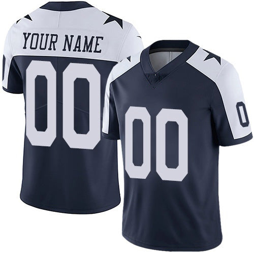 Custom D.Cowboys Alternate Navy Blue Throwback Vapor Untouchable Limited Stitched Football American Jersey