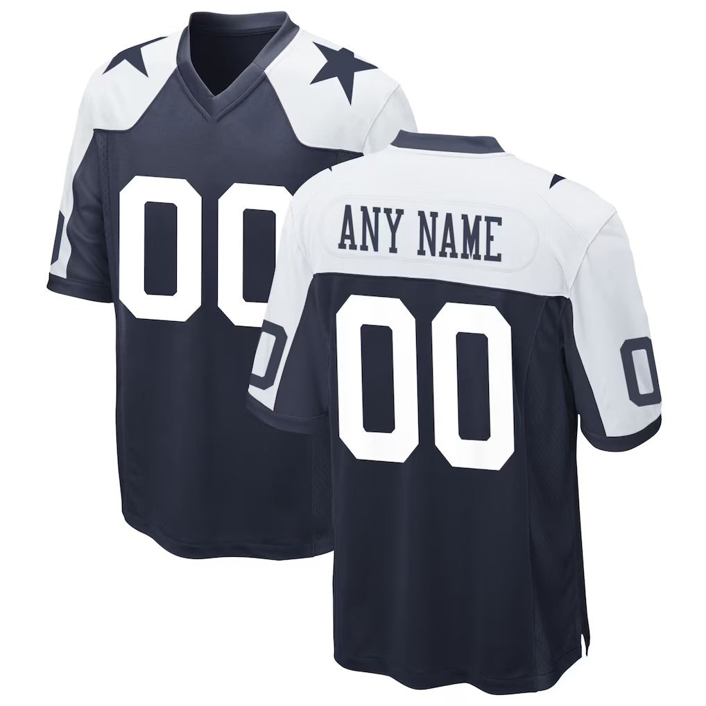 Custom D.Cowboys Navy Alternate Game Stitched Football American Jersey