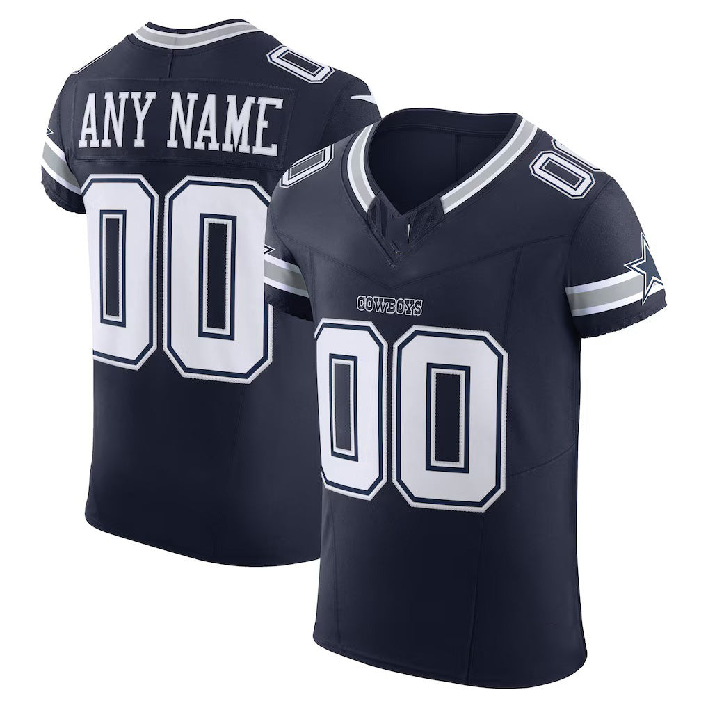 Custom D.Cowboys Navy Vapor F.U.S.E. Elite Stitched Football American Jersey