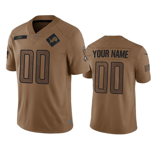 Custom D.Lions Active Player 2023 Brown Salute To Service Limited Stitched Football American Jersey