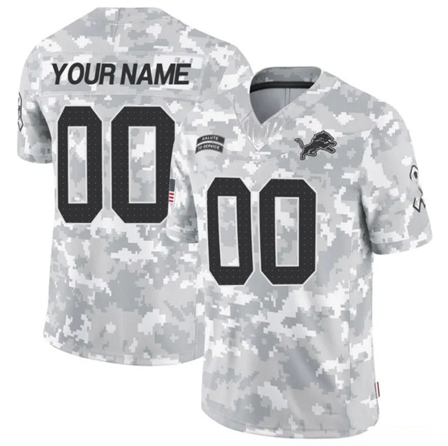 Custom D.Lions Active Player 2024 F.U.S.E Arctic Camo Salute To Service Limited Stitched Football American Jersey