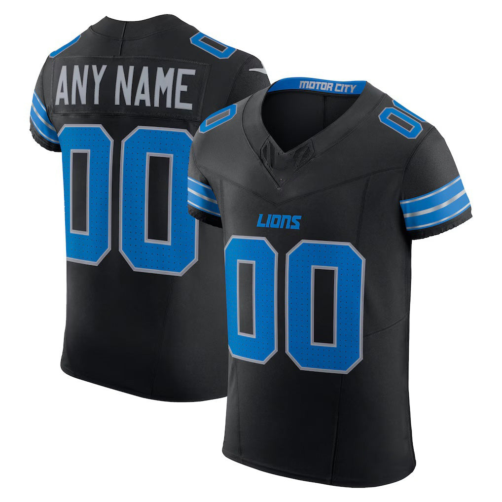 Custom D.Lions Black Alternate Vapor F.U.S.E. Elite Stitched Football American Jersey