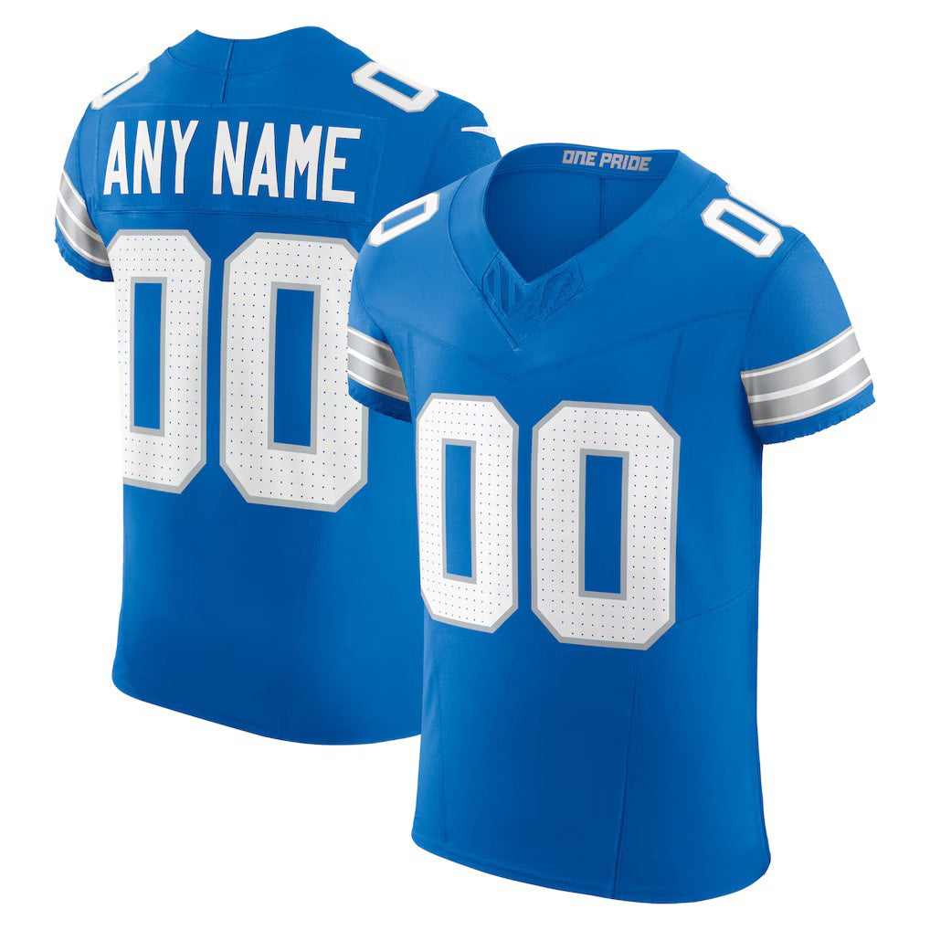 Custom D.Lions Blue Team Vapor F.U.S.E. Elite Stitched Football American Jersey
