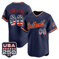 Custom Detroit Tigers Navy USA 250 Fourth of July Vapor Premier Limited Jersey ¡§C All Stitched Baseball Jersey