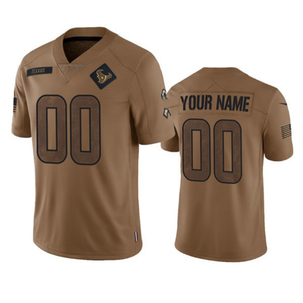 Custom Houston Texans Active Player 2023 Brown Salute To Service Limited Stitched Football Jersey