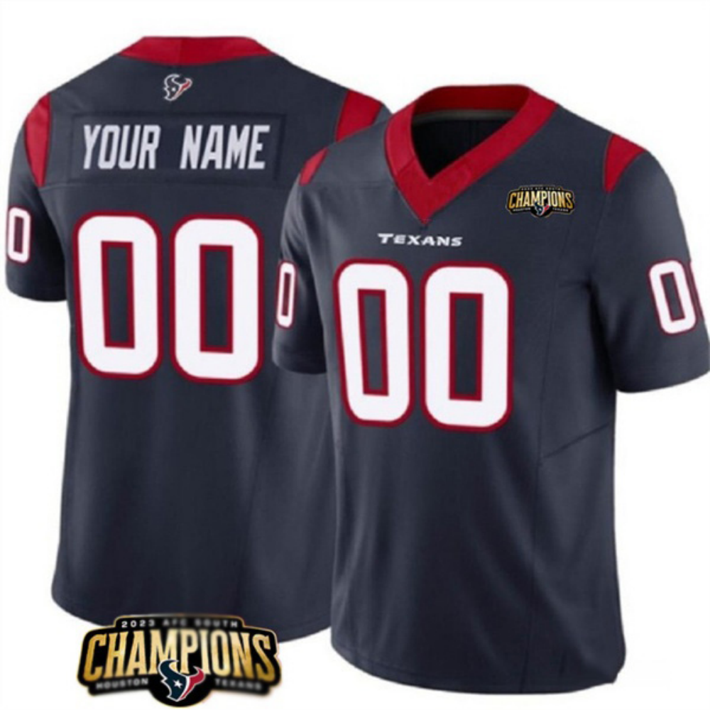 Custom Houston Texans Navy 2023 F.U.S.E. AFC South Champions Patch Vapor Limited Stitched Football Jersey