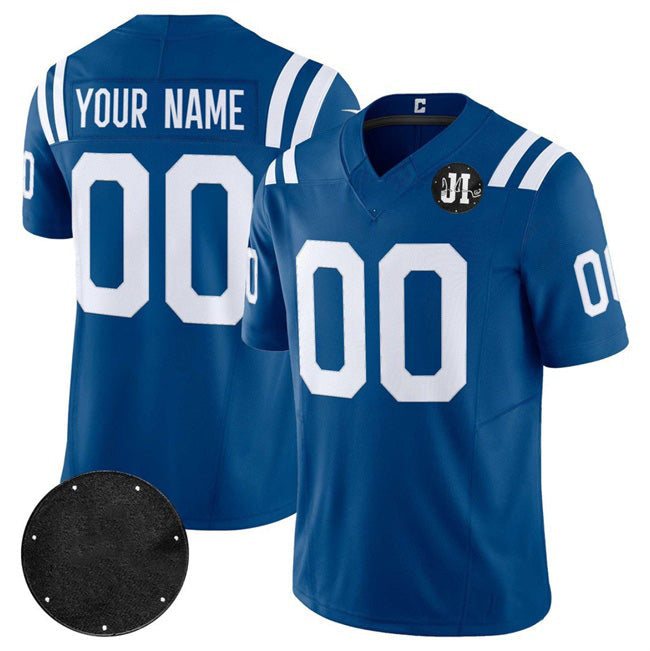 Custom IN.Colts Active Player Blue 2025 F.U.S.E. Jim Irsay Patch Vapor Limited Stitched Football Stitched Jersey