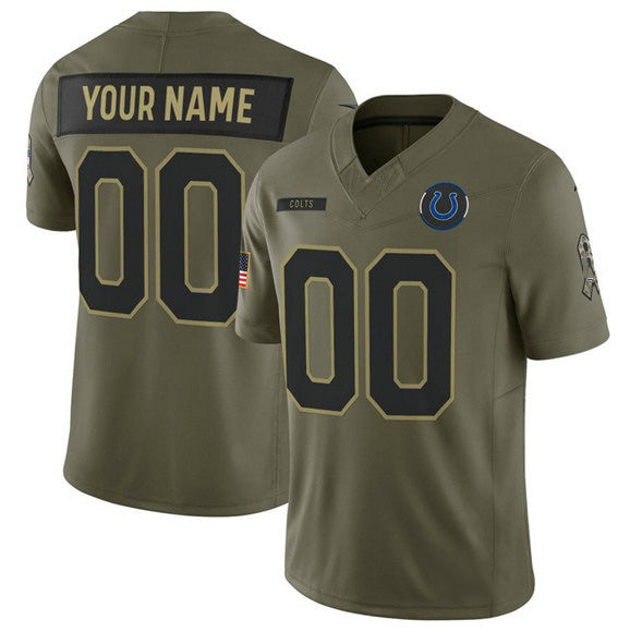 Custom IN.Colts Active Player Olive 2025 F.U.S.E. Salute to Service Limited Stitched Football Stitched Jersey