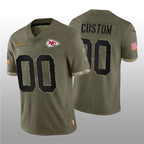 Custom KC.Chiefs ACTIVE PLAYER 2022 Olive Salute To Service Limited Stitched Football Jersey MAROU