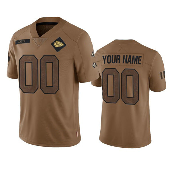 Custom KC.Chiefs Active Player 2023 Brown Salute To Service Limited Stitched Football Jersey MAROU