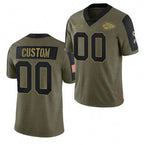 Custom KC.Chiefs Olive ACTIVE PLAYER 2021 Salute To Service Limited Stitched Football Jersey MAROU