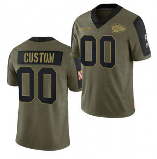 Custom KC.Chiefs Olive ACTIVE PLAYER 2021 Salute To Service Limited Stitched Football Jersey MAROU