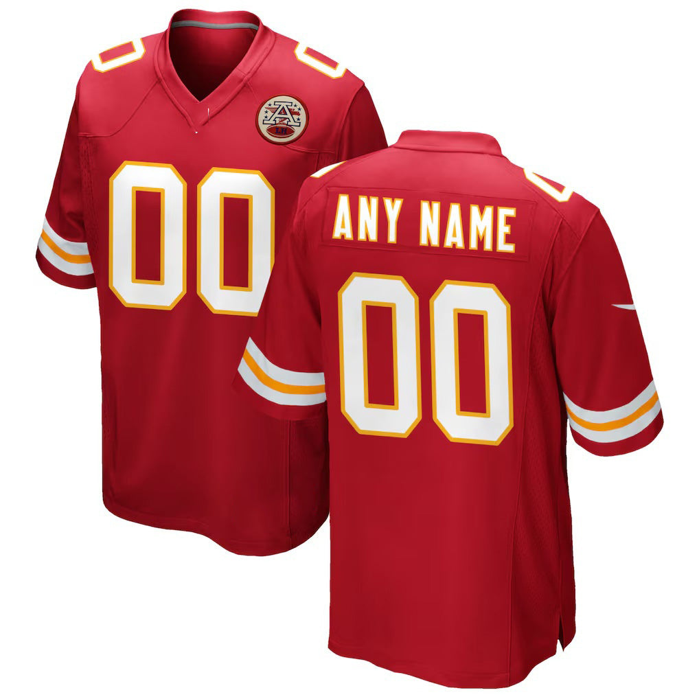 Custom KC.Chiefs Red Game Football Jersey MAROU
