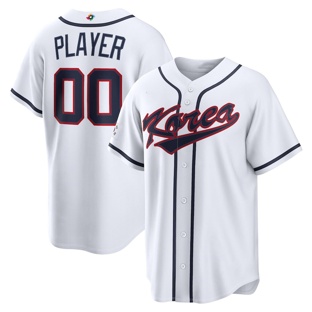 Custom Korea Baseball 2026 World Baseball Classic Home Pick-A-Player Jersey - White