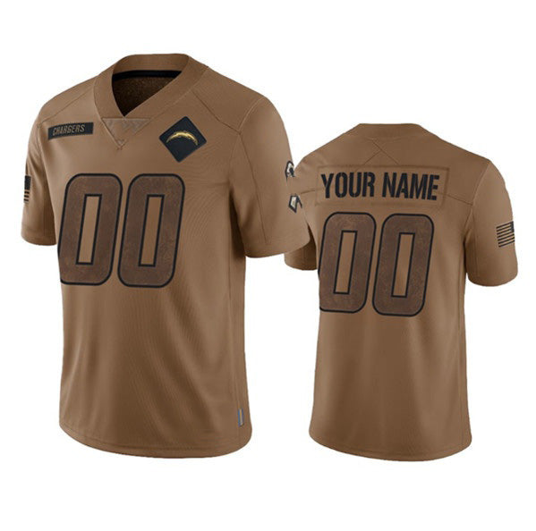 Custom LA.Chargers  2023 Brown Salute To Service Limited Stitched Football Jersey Marou