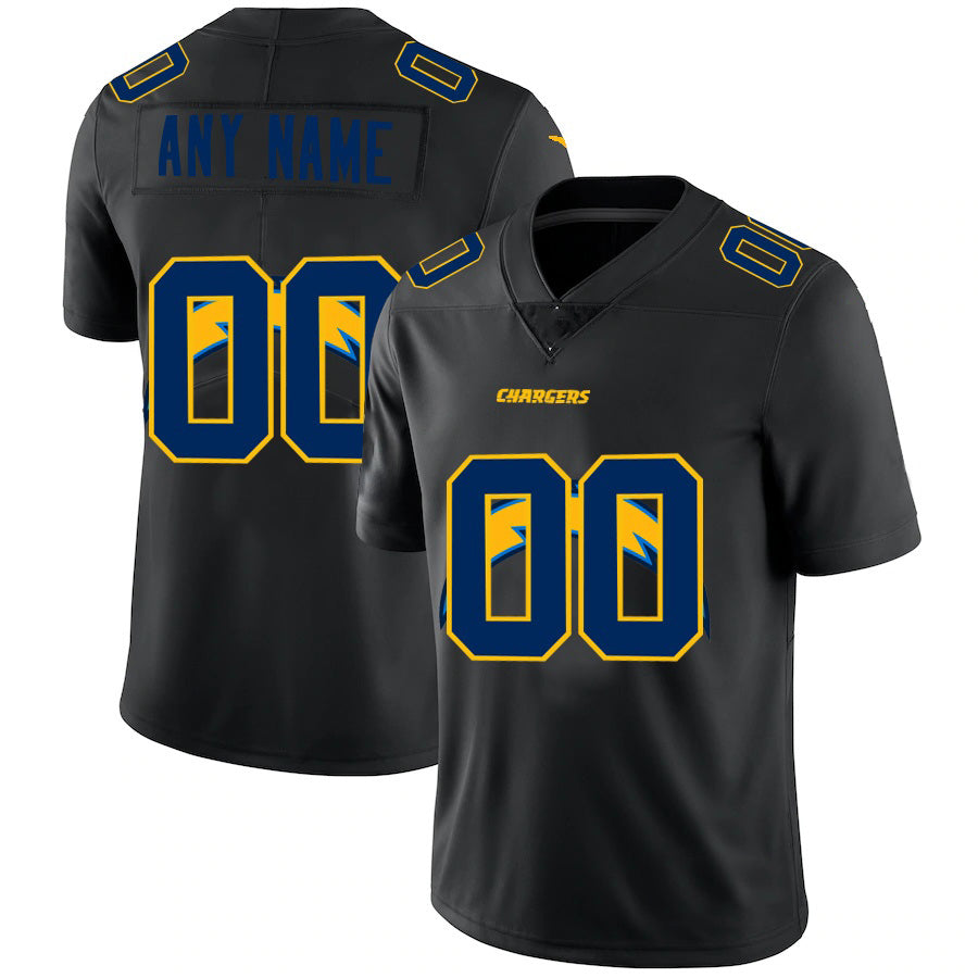 Custom LA.Chargers Black Team Logo Dual Overlap Limited Football Jersey Marou