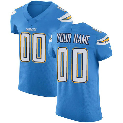 Custom LA.Chargers Electric Blue Vapor Untouchable Elite Stitched Football Jersey Marou