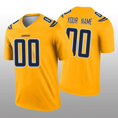 Custom LA.Chargers Gold Inverted Legend Football Jersey Marou