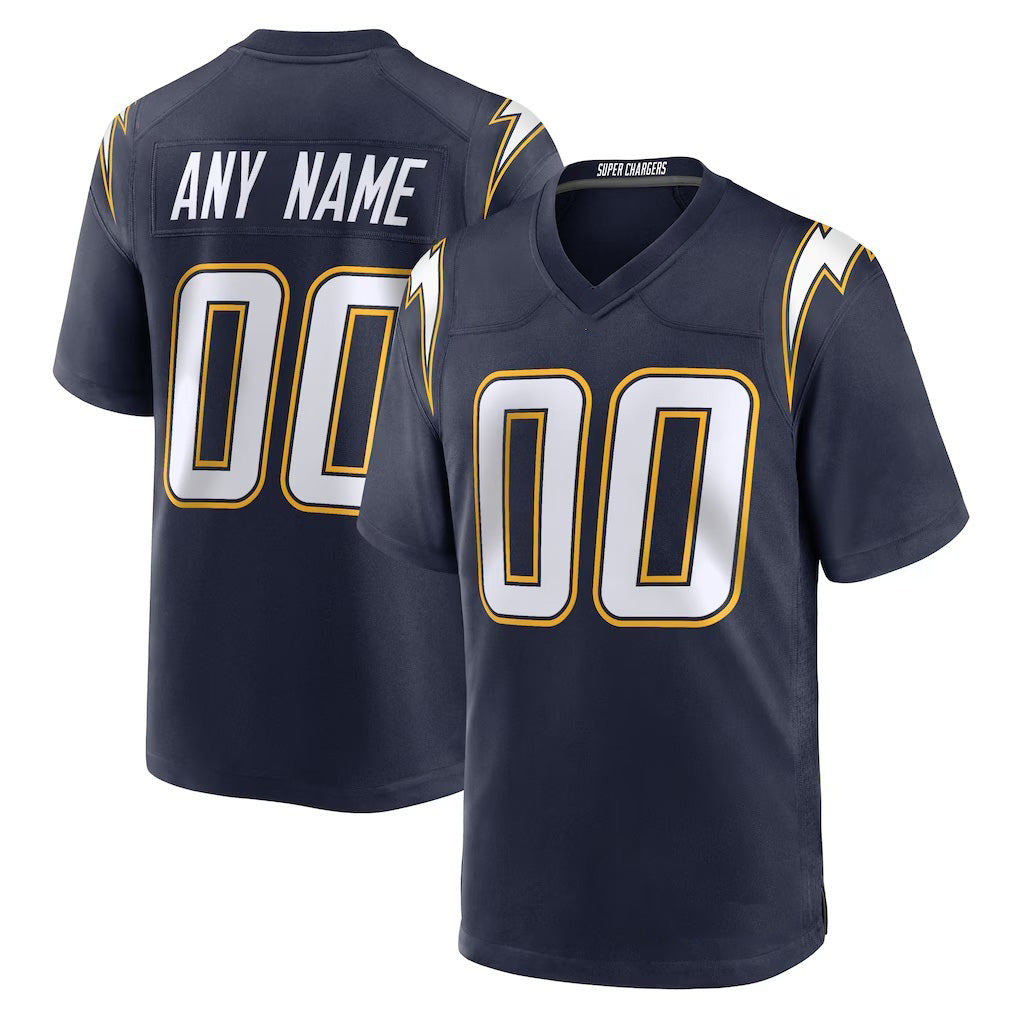 Custom LA.Chargers Navy Alternate Super Chargers Game Football Jersey Marou