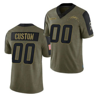 Custom LA.Chargers Olive  2021 Salute To Service Limited Stitched Football Jersey Marou