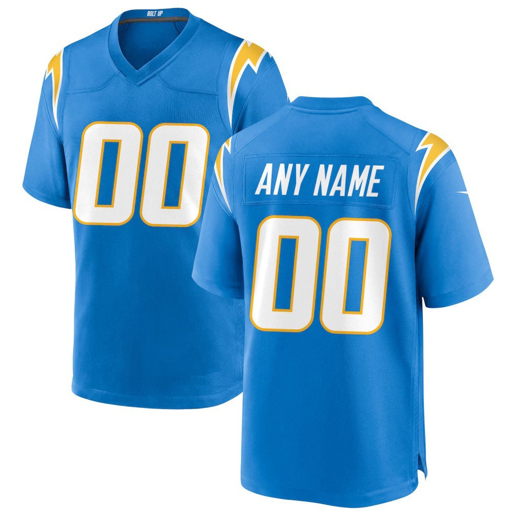 Custom LA.Chargers Powder Blue Game Football Jersey Marou