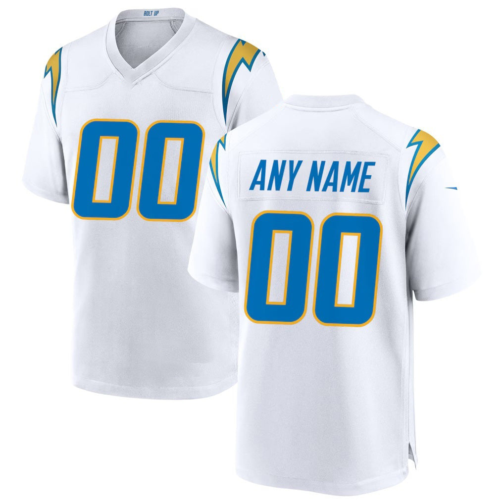 Custom LA.Chargers White Game Football Jersey Marou