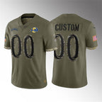 Custom LA.Rams  2022 Olive Salute To Service Limited Stitched Football Jersey Marou