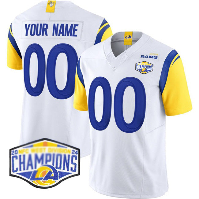 Custom LA.Rams  White 2024 NFC West Champions F.U.S.E. Vapor Untouchable Stitched Football Jersey Marou