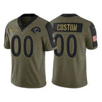 Custom LA.Rams Olive  2021 Salute To Service Limited Stitched Football Jersey Marou