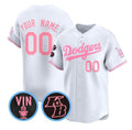 Custom Los Angeles Angels Active Player White Pink With Vin & Kobe Patch Limited Stitched Baseball Jersey